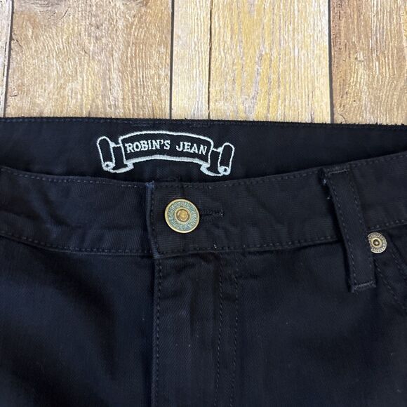 Robin Jeans Men Robins Vintage Long Flap Pockets Swarovski Crystals Black 38X34 - Picture 10 of 12